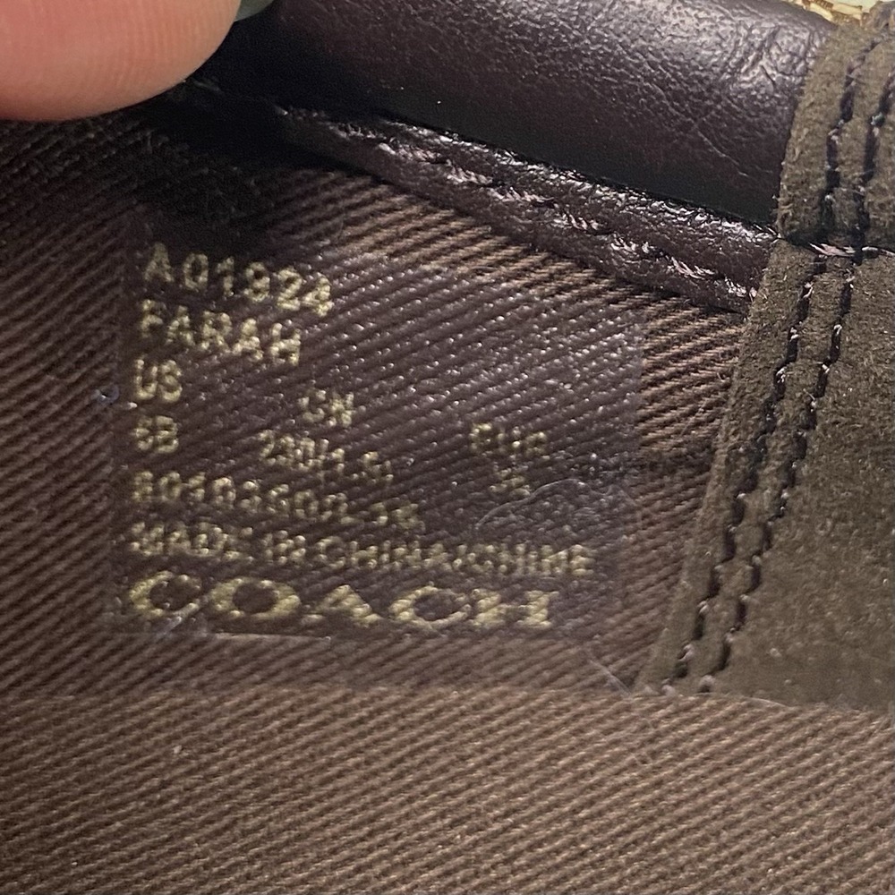 COACH Farah Womens Casual Leather Shoes Nappa Sig C‎ brown Khaki US Sz.6B EUC - Picture 11 of 13